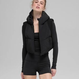 ALO Fast Lane Black Puffer Vest - XXS